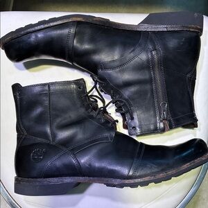 Timberland Men's Black Leather Boots with Zipper 19560 style